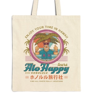 Alo Happy Tours Vintage Cotton Canvas Tote Bag // Yakuza Video Games // Like a Dragon // Pirate Yakuza In Hawaii // Goro Majima // JRPG