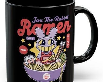 Jax Purple Rabbit Ramen Black Mug (11oz or 15oz) // The Amazing Digital Circus Cartoons // TADC // Pomni // Kinger // Zooble // Ragatha