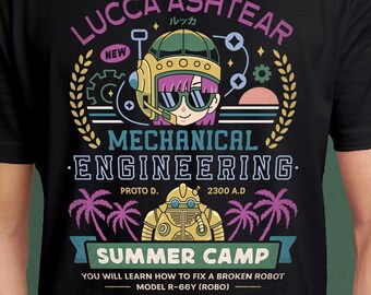Koszulka unisex Lucca Ashtear Summer Camp // Gra wideo Chrono Trigger // Koszulka gamingowa // Koszulka dla graczy // Chrono Cross // Retrogaming // Robo