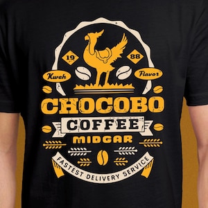 Chocobo Coffee Grunge Unisex T-Shirt // Final Fantasy Video Game // Gaming Tee // Gamer T-Shirt // Cloud Strife // Cactuar // Moogle // JRPG