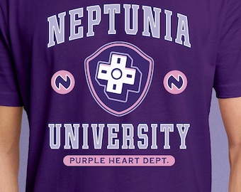 Planeptune University Unisex T-Shirt // Hyperdimension Neptunia Video Game // Gaming Tee // Gamer T-Shirt // Purple Heart // Nep Nep // JRPG