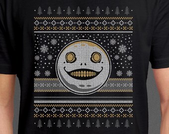 Uniseks T-shirt Emil Ugly Sweater // Nier-videogames // Gaming-T-shirt // Gamer-T-shirt // Ugly Christmas-sweater // Nier Automata / 2b // Yorha