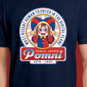 Pomni The Jester Emblem Unisex T-Shirt // The Amazing Digital Circus Cartoons // TADC // Pomni // Jax // Kinger // Zooble // Ragatha // Cute