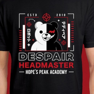 Camiseta unisex estética de director de desesperación // Videojuego Danganronpa // Camiseta de juego // Camiseta de jugador // Anime // Monokuma // Hopes Peak Academy