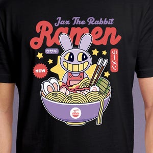 Jax Purple Rabbit Ramen Unisex T-Shirt // The Amazing Digital Circus Cartoons // TADC // Pomni // Kinger // Zooble // Ragatha // Gangle