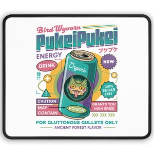 Mouse Pad Pukei Pukei Energy Drink // Monster Hunter Video Games // Gaming // Gamer // Monster Hunter World / Monster Hunter Rise / Rathalos