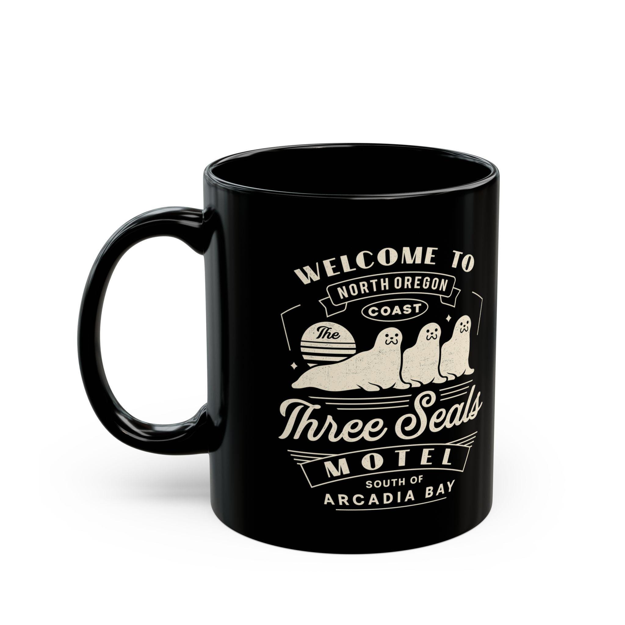 Three Seals Motel Emblem Black Mug (11oz or 15oz) - Etsy