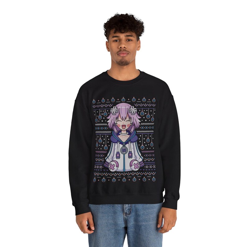 Planeptune Ugly Sweater Unisex Crewneck Sweatshirt // Neptunia Video Game // Gaming // Top Nep // Hyperdimension Neptunia / Xmas / Christmas image 7