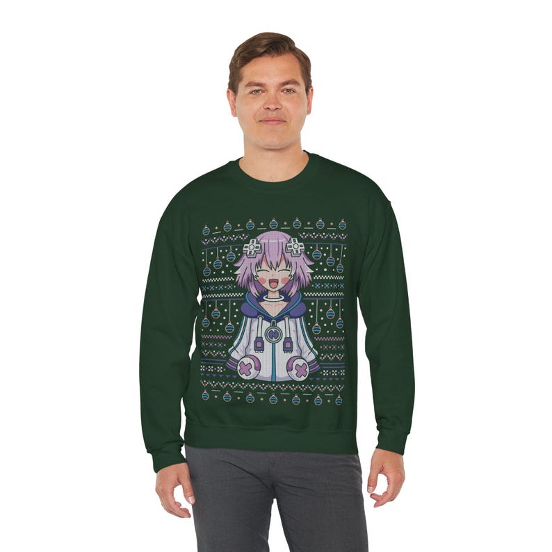 Planeptune Ugly Sweater Unisex Crewneck Sweatshirt // Neptunia Video Game // Gaming // Top Nep // Hyperdimension Neptunia / Xmas / Christmas image 9