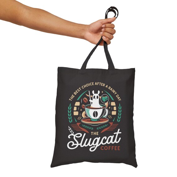 Slugcat Coffee Emblem Cotton Canvas Tote Bag // Rain World Video Game //  Lizard // Rainworld // Slug Cat // Gamer // Gaming // Cup of Coffee - Etsy