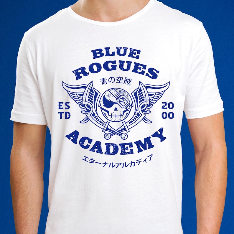 Blue Rogues Air Pirates Unisex T-Shirt // Skies Of Arcadia Video Game // Gaming Tee // Gamer T-Shirt // Skies Of Arcadia Legends// Vyse image 2