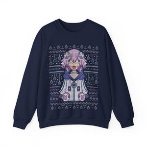 Planeptune Ugly Sweater Unisex Crewneck Sweatshirt // Neptunia Video Game // Gaming // Top Nep // Hyperdimension Neptunia / Xmas / Christmas image 2