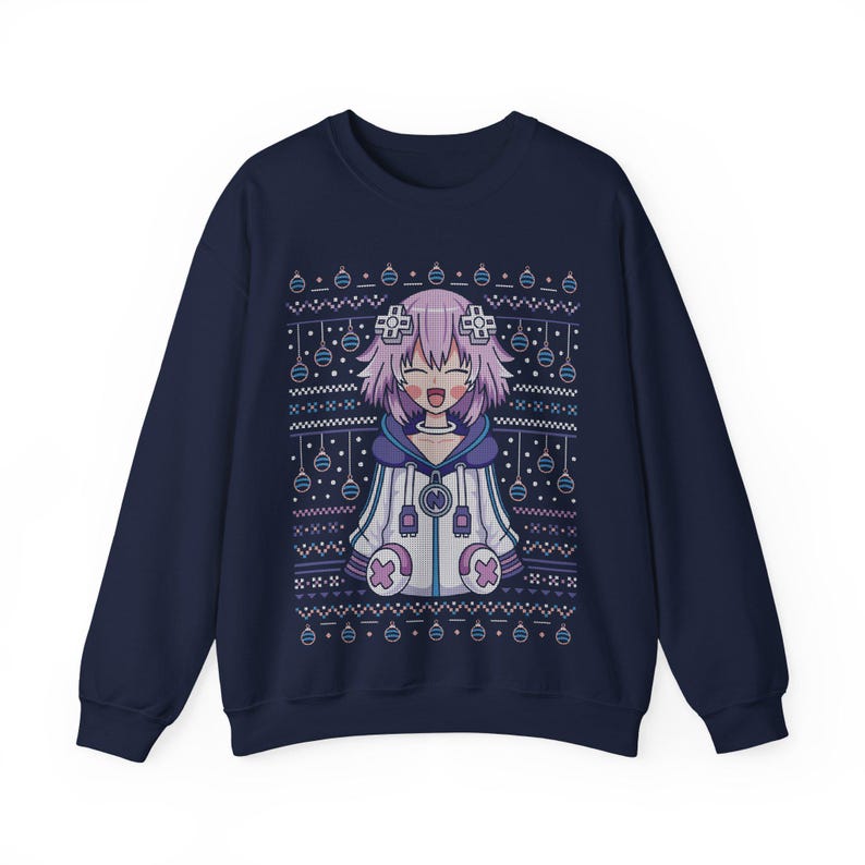 Planeptune Ugly Sweater Unisex Crewneck Sweatshirt // Neptunia Video Game // Gaming // Top Nep // Hyperdimension Neptunia / Xmas / Christmas image 2