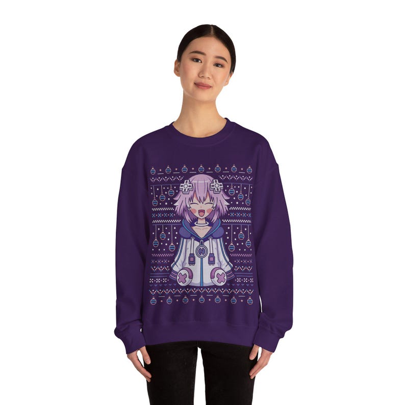 Planeptune Ugly Sweater Unisex Crewneck Sweatshirt // Neptunia Video Game // Gaming // Top Nep // Hyperdimension Neptunia / Xmas / Christmas image 5