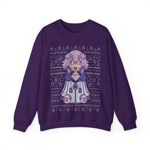 Planeptune Ugly Sweater Unisex Crewneck Sweatshirt // Neptunia Video Game // Gaming // Top Nep // Hyperdimension Neptunia / Xmas / Christmas image 4