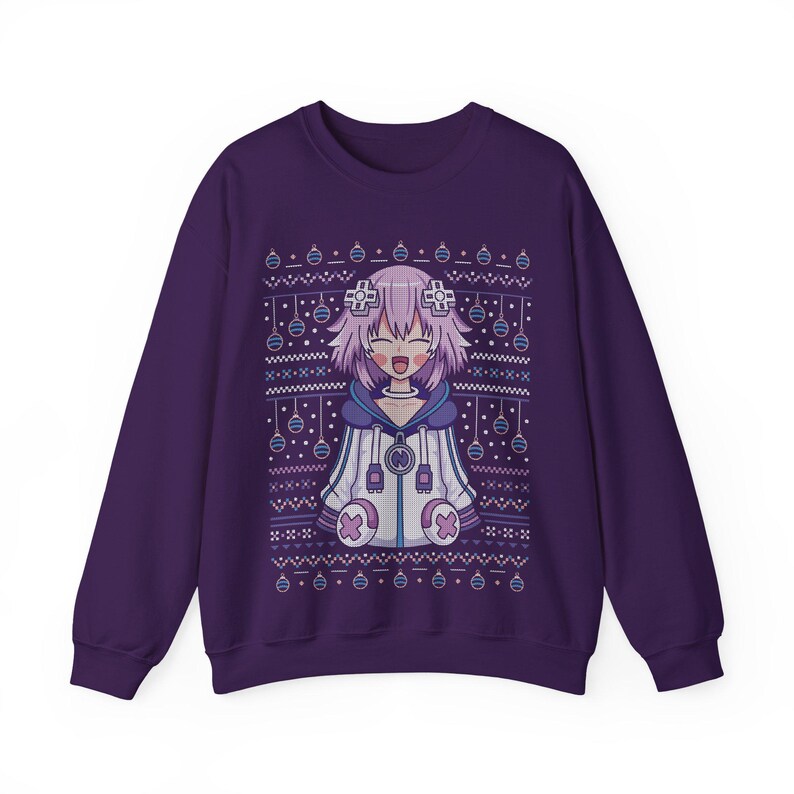 Planeptune Ugly Sweater Unisex Crewneck Sweatshirt // Neptunia Video Game // Gaming // Top Nep // Hyperdimension Neptunia / Xmas / Christmas image 4