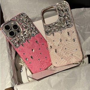 Handgefertigte Luxus Crystal Python Texture iPhone Hülle - Bling