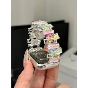Resin Charm Apple Watch Band: Irregular Geometric Beaded elastic Strap