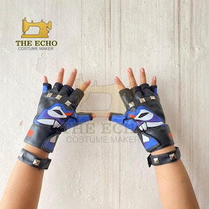 Blue Hair The 15th Agent Costume Cosplay Gloves