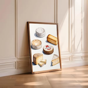 French Cheese Poster – Vintage Style Fromage Print, Kitchen Wall Art, Cheese Chart, Rustic Food Illustration, Culinary Gift for Foodies