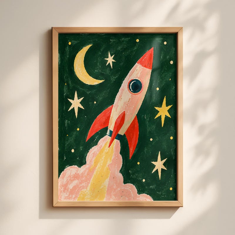 Moon Space Kid Poster - Etsy UK