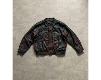 Trapper Y2K Vintage 100% Real Leather Cargo Multipocket Bomber