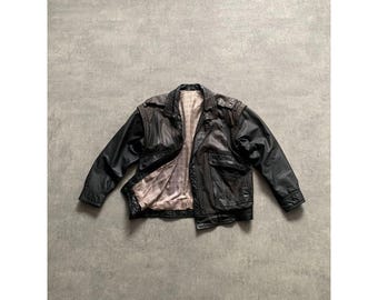 Y2K Real Leather Bomber Jacket Mens Size Like 54 56 Brown - Etsy