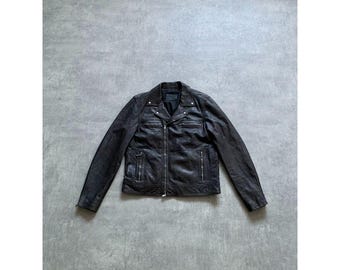 Allsaints Spitalfields Mens Leather Jacket Size L Black - Etsy