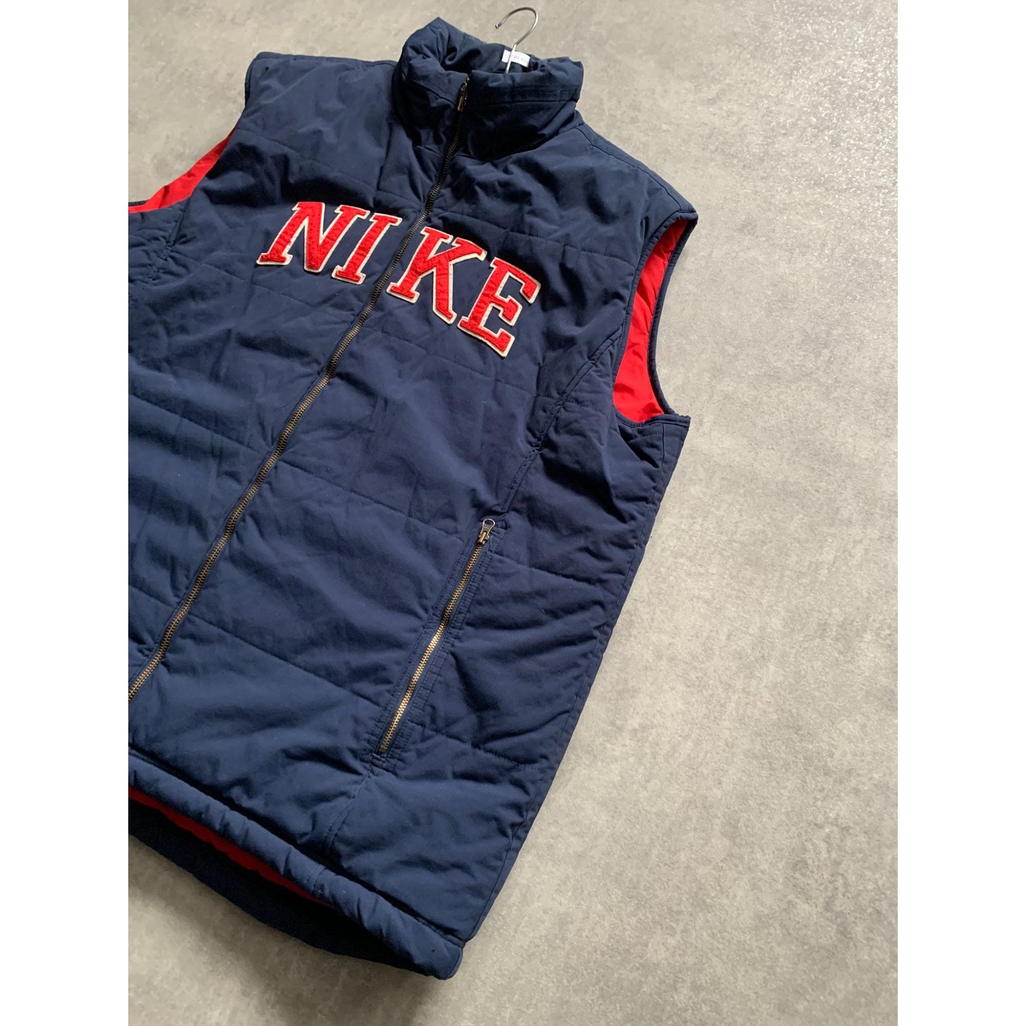 Nike Vintage Mens Zip Puffer Vest Sleveless Size XL Center Logo