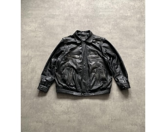Dakota Real Leather Zip Jacket Mens Size L Black - Etsy