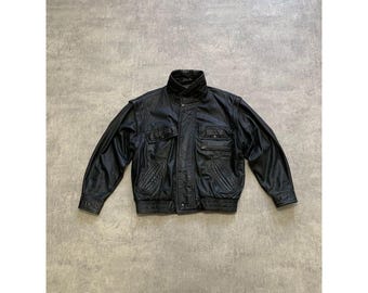 Dakota Real Leather Zip Jacket Mens Size L Black - Etsy