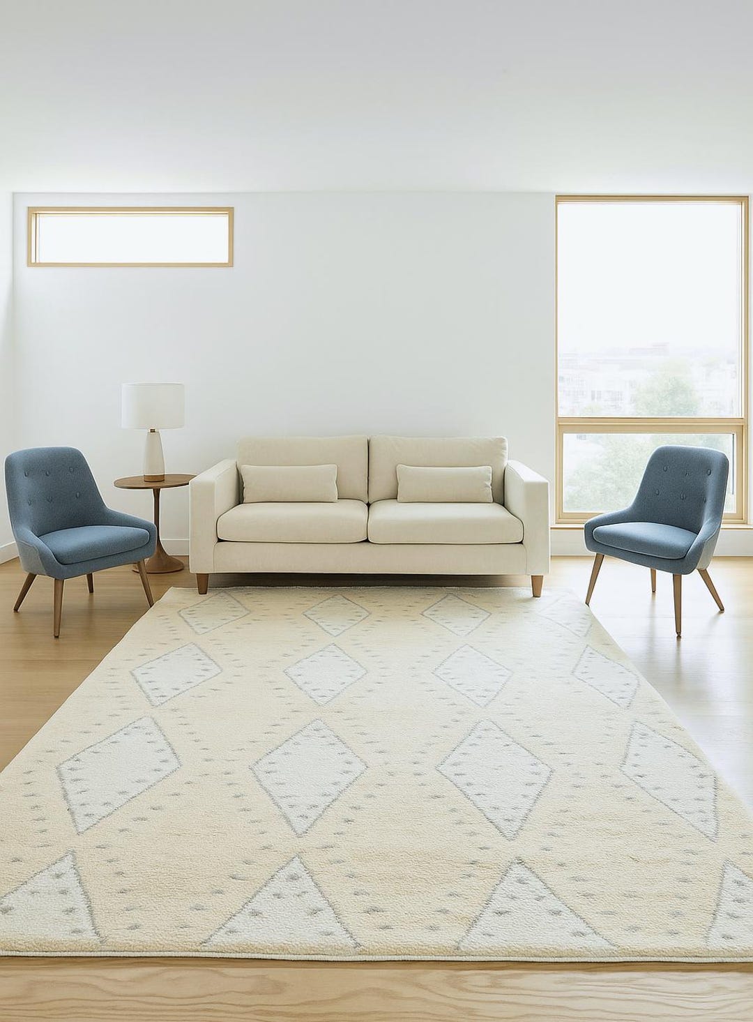 Handwoven Cream Rug, Geometric Diamond Berber Style - Etsy