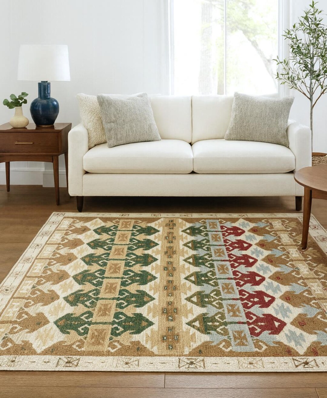 Indian Style Rug Pattern Traditional Indian Handmade Rug With Tribal Geometric Patterns in ...