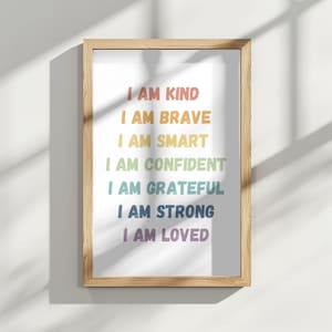 Affirmations for Kids, I Am Affirmations, Classroom Wall Art, Playroom Decor, Positive Learning Corner, Affirmations Poster,Homeschool Decor