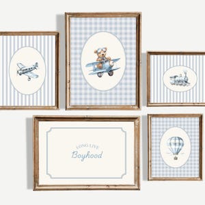 Vintage Boy Nursery, Blue Gingham Prints, Coquette Nursery, Timeless Gallery Wall, Long Live Boyhood, Cottage Nursery Art, Gingham Wall Art