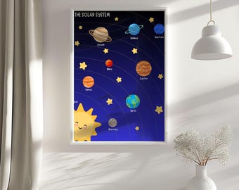 Solar System Poster, Educational Wall Art, Space Nursery Print, Homeschool Printable, Playroom Decor, Kids Wall Decor, Classroom Decor