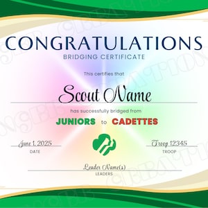 Bridging Certificate - Juniors to Cadettes