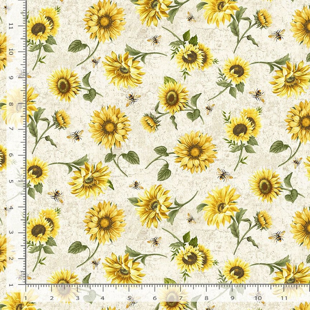 Cream Daisy Honey Bee Fabric - CD2395 - Timeless Treasures - by the ...