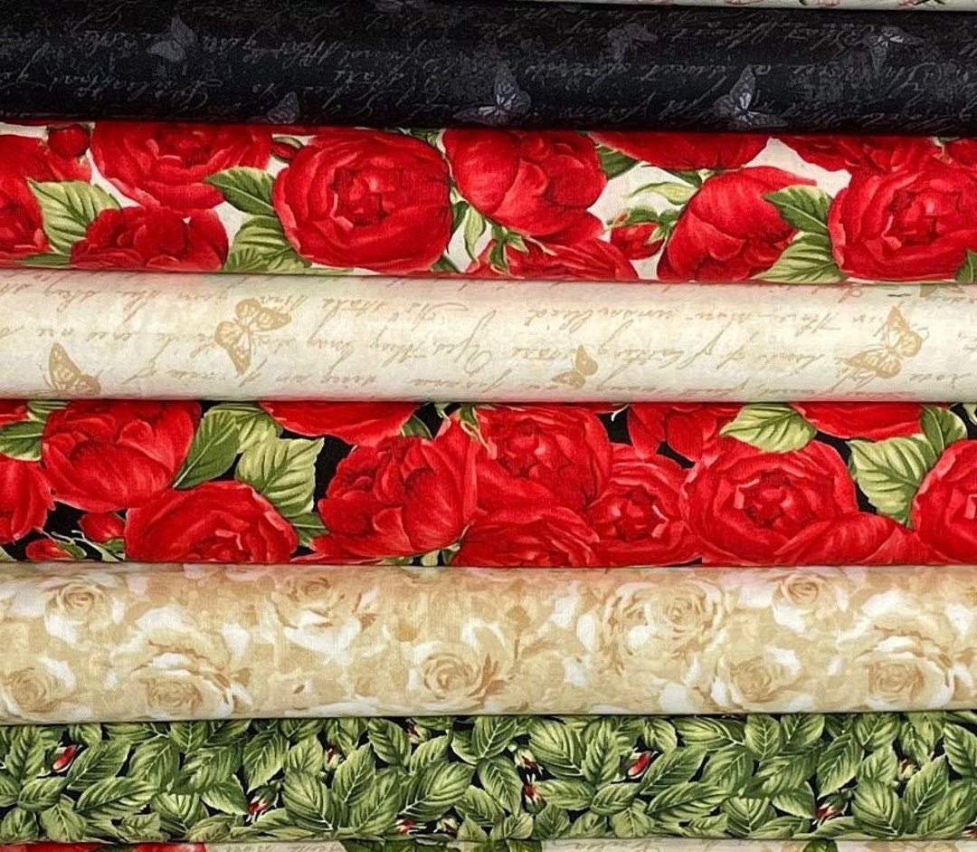 Red Roses Half Yard Fabric Bundle Timeless Treasures - Etsy