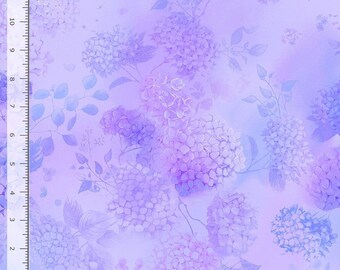 Lavender Purple Hydrangea Blossoms Butterflies Fabric - CD1965 - Timeless Treasures