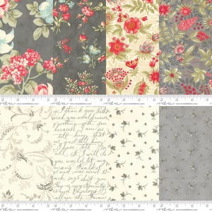 Grey Etchings Fabric Group - Moda - 3 Sisters - Howard Marcus - 44330 - 44331 - 44332 - 44333 - 44337 - 44338