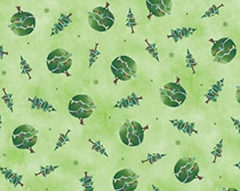 Green Christmas Tree Fabric - Snow Much Fun - Quilting Treasures - 23279G