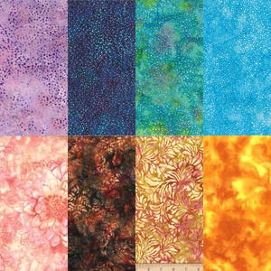 Hoffman Bali Batik Fabric Group 8 - Dots-885H 404 - 885H 158 - 885H 271 - 885H 490 - W2576 198Apricot - W2579 614Boho-V2557 448-V1895 392