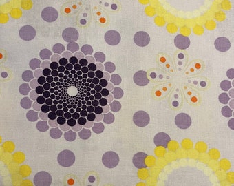 Lavender Background Yellow Circle Dot Fabric - 54" x 44" - C3341 - Ashbury - Riley Blake