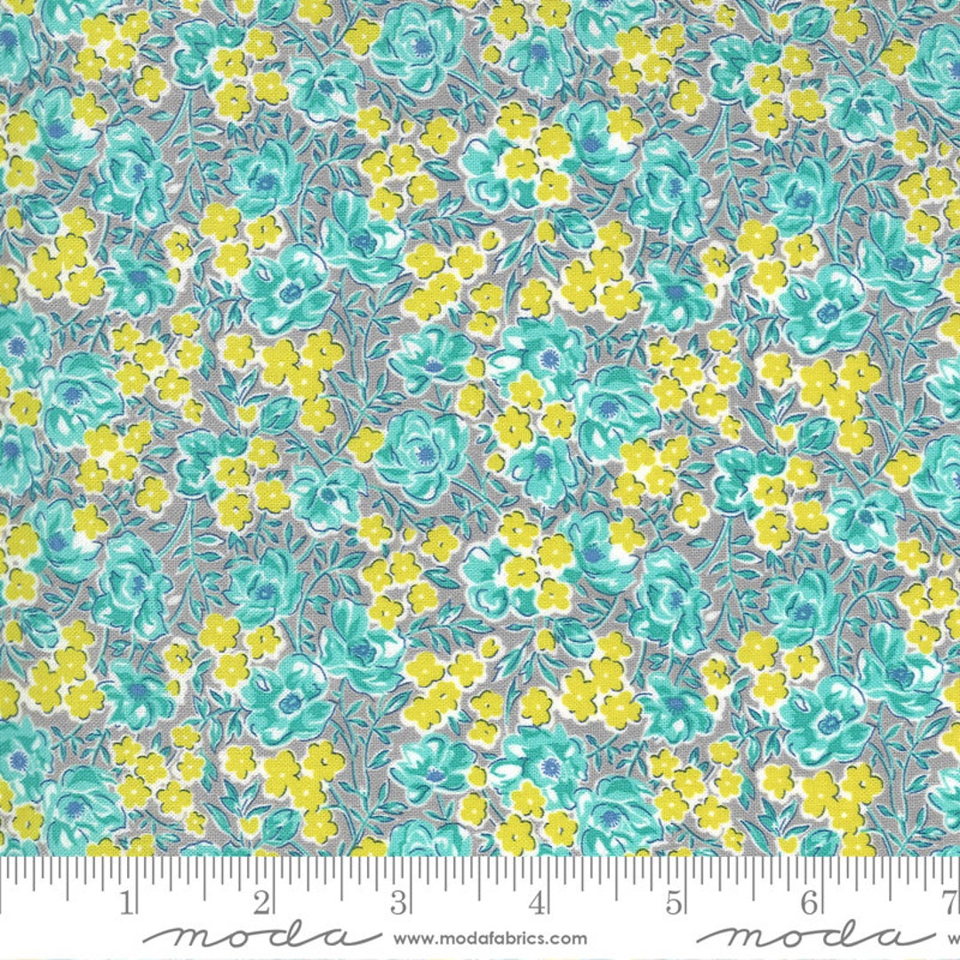 Gray Flowers for Freya Fabric 23332 12 Moda Linzee Kull Mccray Etsy
