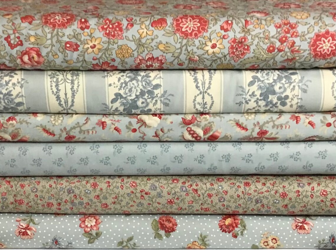 Blue Jardin De Fleurs Half Yard Fabric Bundle French General Etsy