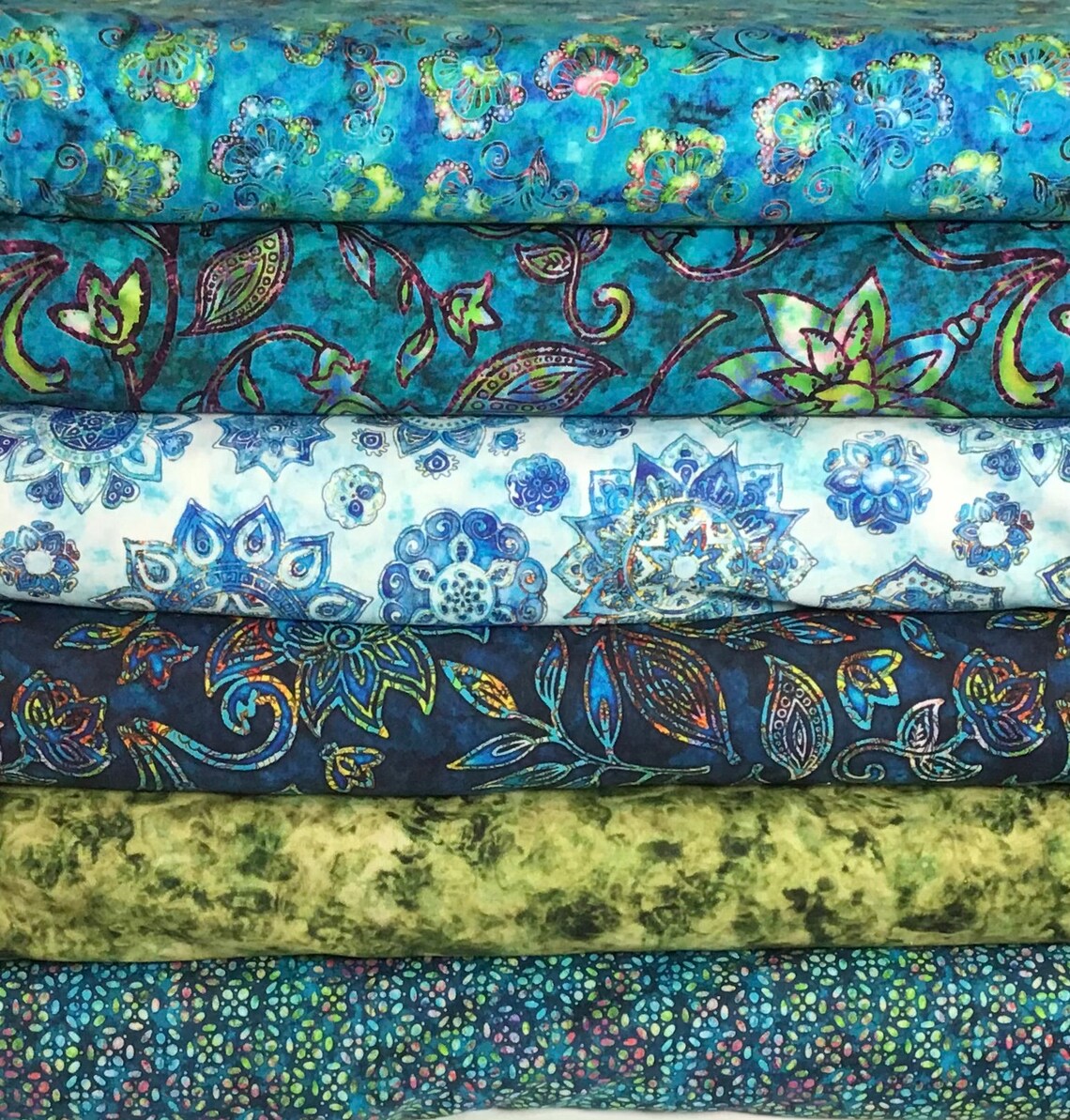 Turquoise Kashmir Half Yard Fabric Bundle Quilting Treasures Etsy