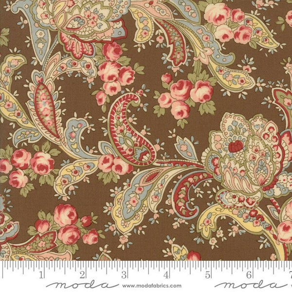 Chocolate Brown Fabric - Roses and Chocolates II - Moda - 33271 15