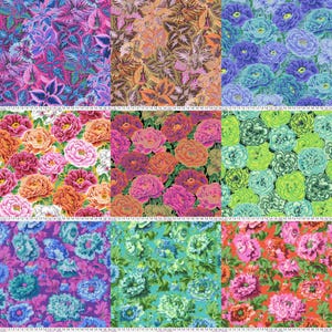 Bold Leaves - Tibetan Peony - Picot Carnations - Rosemary Group - FreeSpirit - J132 - J136 - J133 - J134 - Kaffe