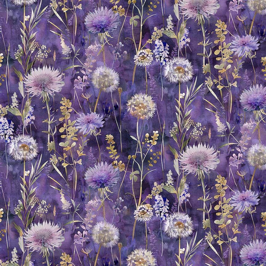 Purple Mystic Meadow Fabric - CD4215 - Timeless Treasures - by the Yard ...